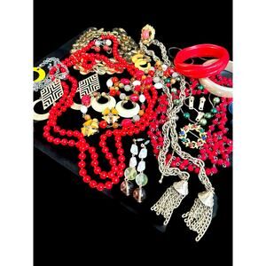 Vintage Bold Colorful Vintage Jewelry Mixed Lot 1970s 1980s Statement Pieces